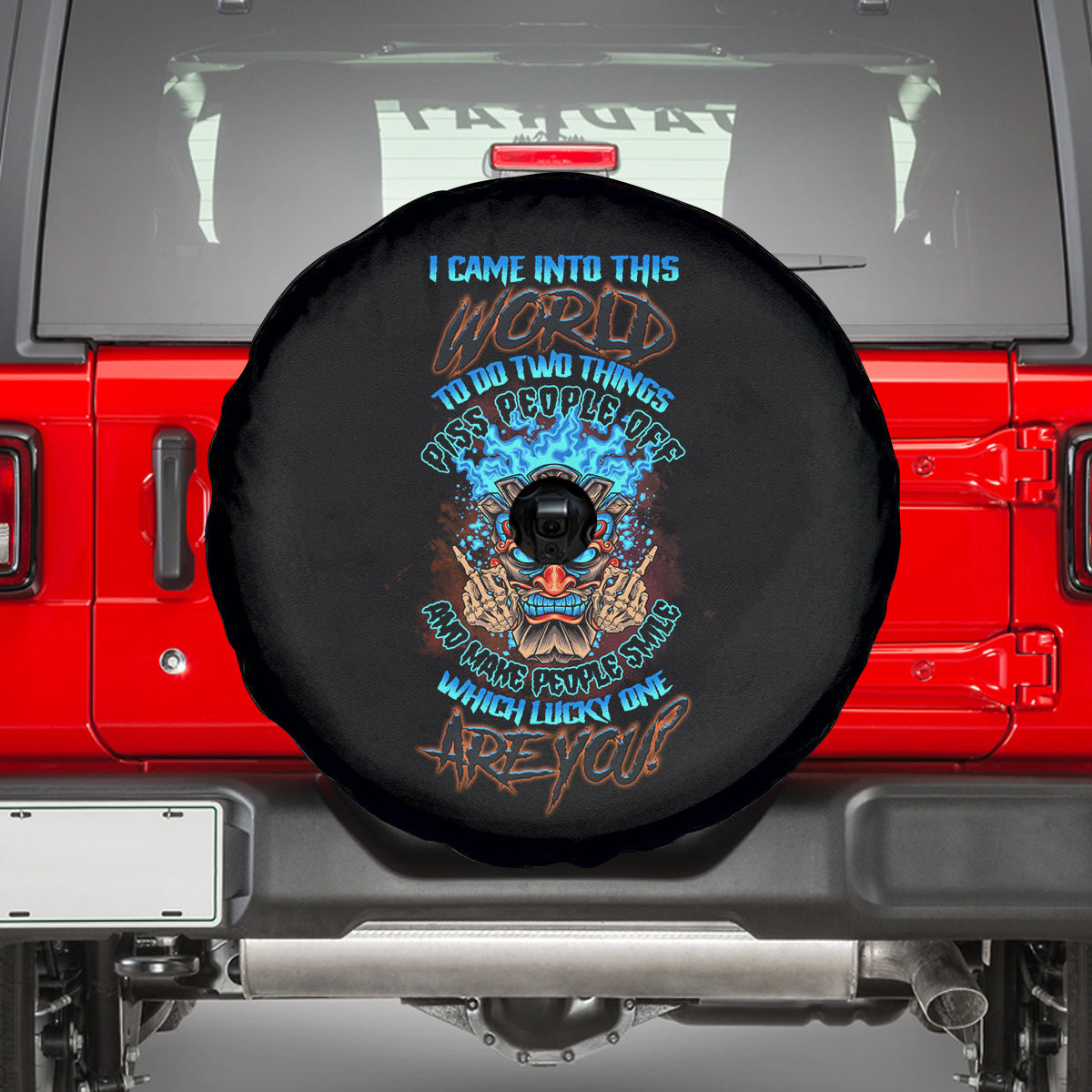 Which Lucky One Are You Skull Tiki Spare Tire Cover - Wonder Print Shop