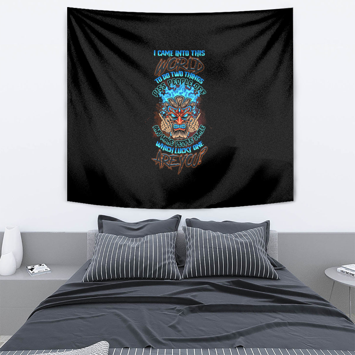 Which Lucky One Are You Skull Tiki Tapestry - Wonder Print Shop