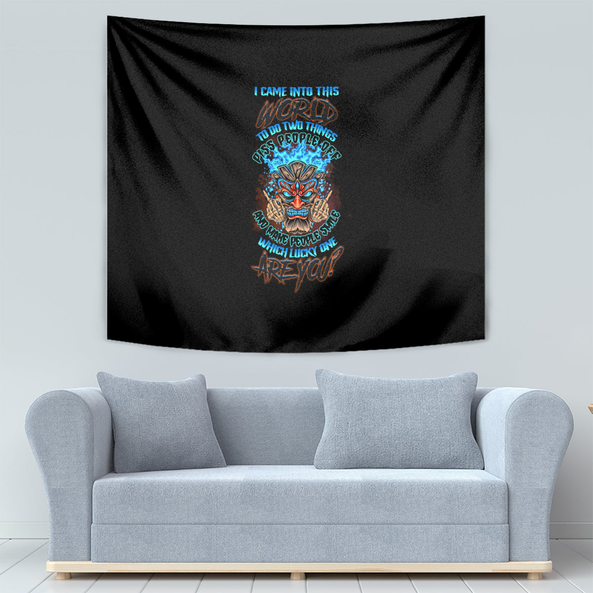Which Lucky One Are You Skull Tiki Tapestry - Wonder Print Shop