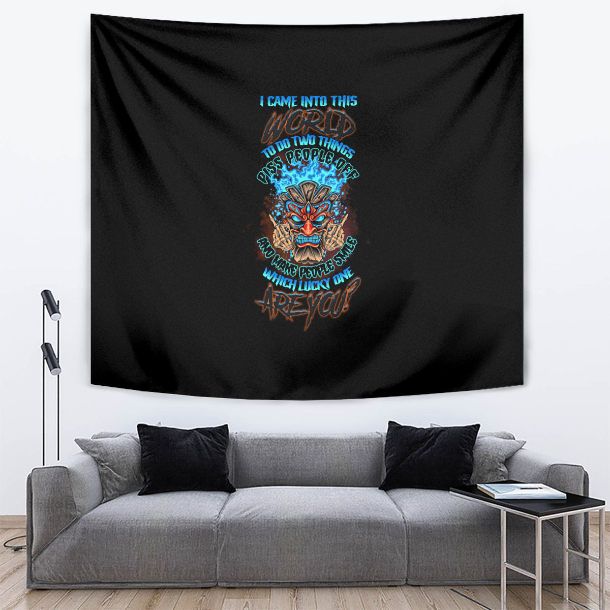 Which Lucky One Are You Skull Tiki Tapestry - Wonder Print Shop