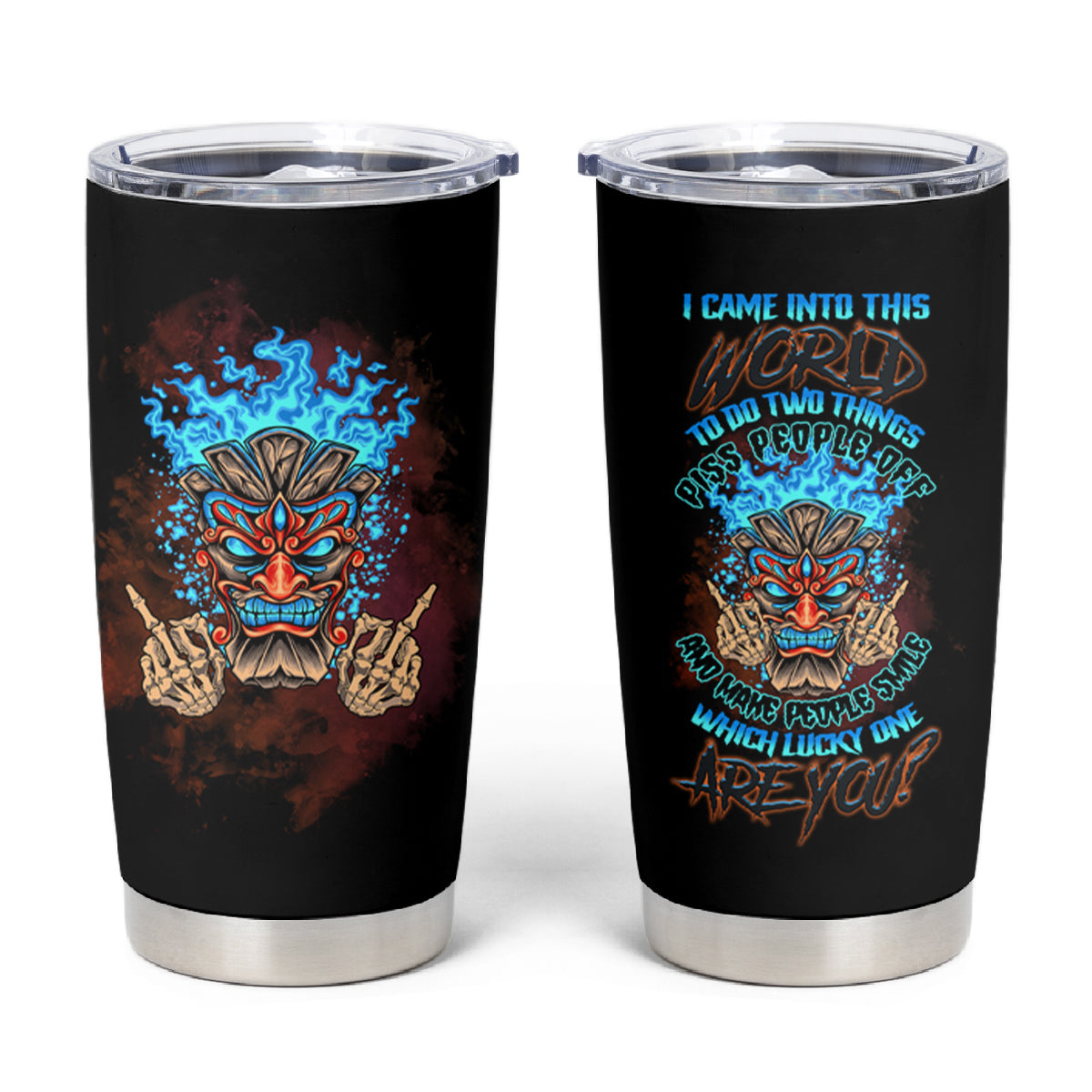 Which Lucky One Are You Skull Tiki Tumbler Cup - Wonder Print Shop