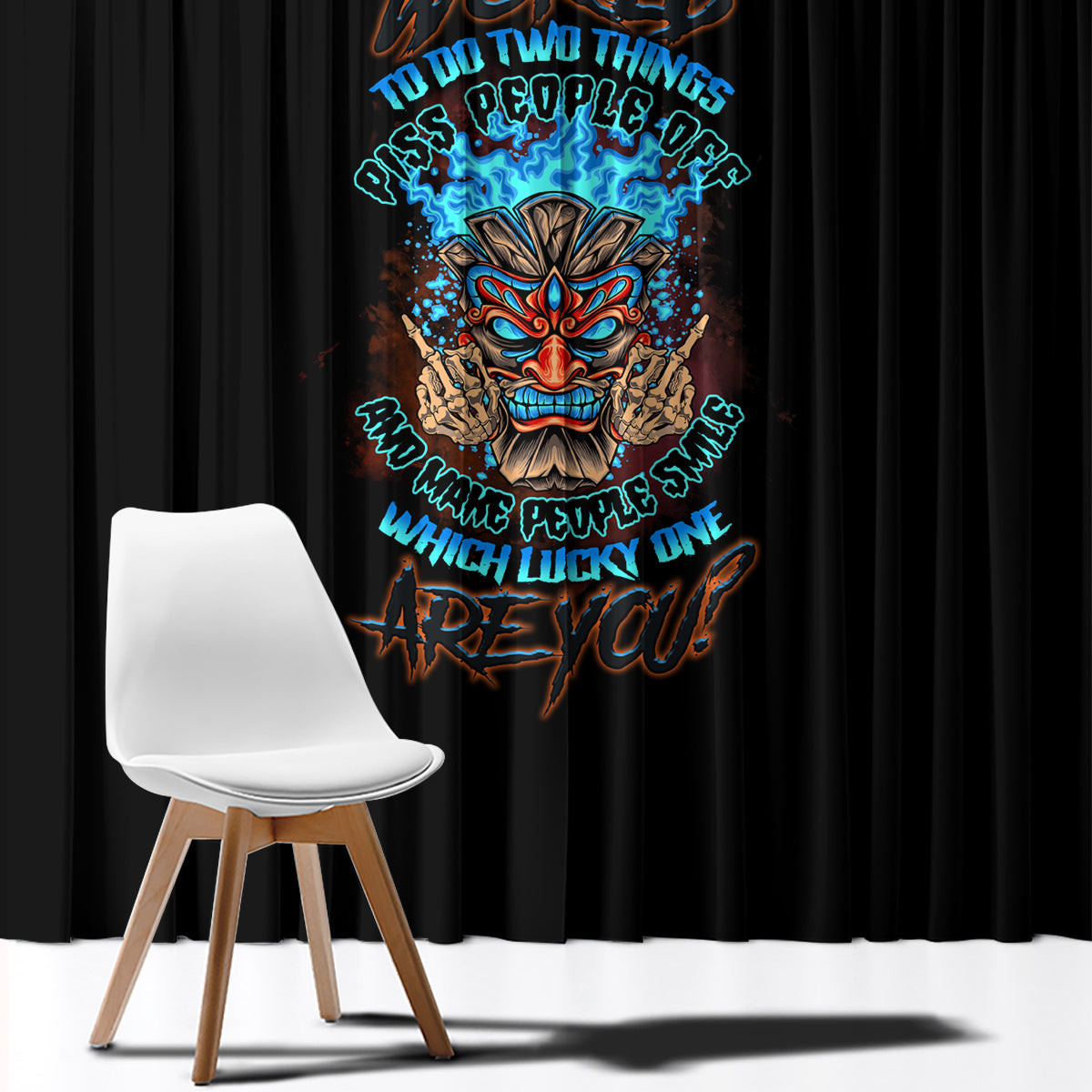 Which Lucky One Are You Skull Tiki Window Curtain - Wonder Print Shop