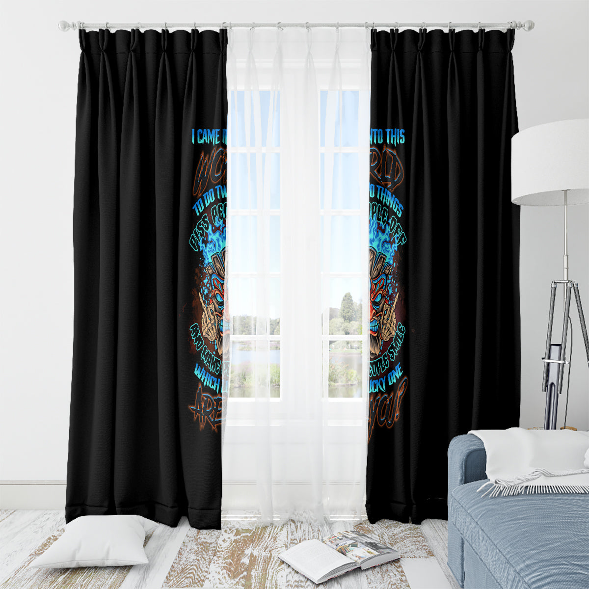Which Lucky One Are You Skull Tiki Window Curtain - Wonder Print Shop