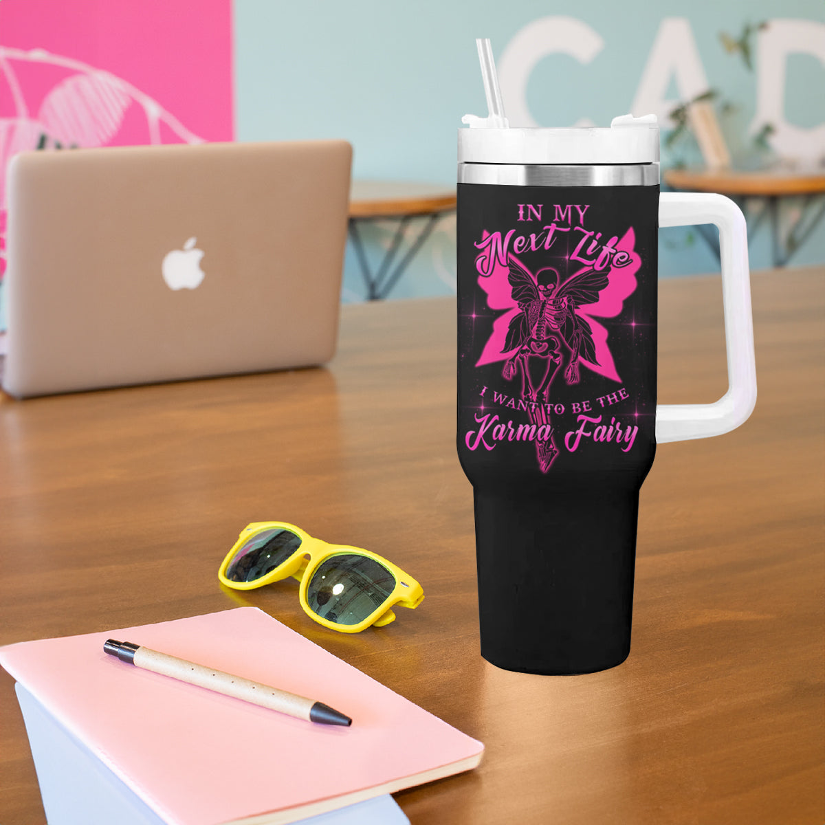 In My Next Life I Want To Be The Karma Fairy Tumbler With Handle - Wonder Print Shop