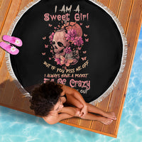 I Am A Sweet Girl Flower Skull Beach Blanket - Wonder Print Shop