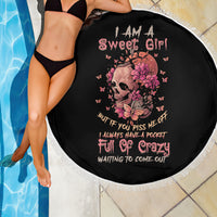 I Am A Sweet Girl Flower Skull Beach Blanket - Wonder Print Shop