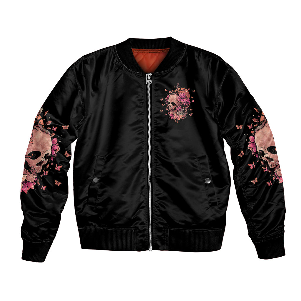 I Am A Sweet Girl Flower Skull Bomber Jacket - Wonder Print Shop
