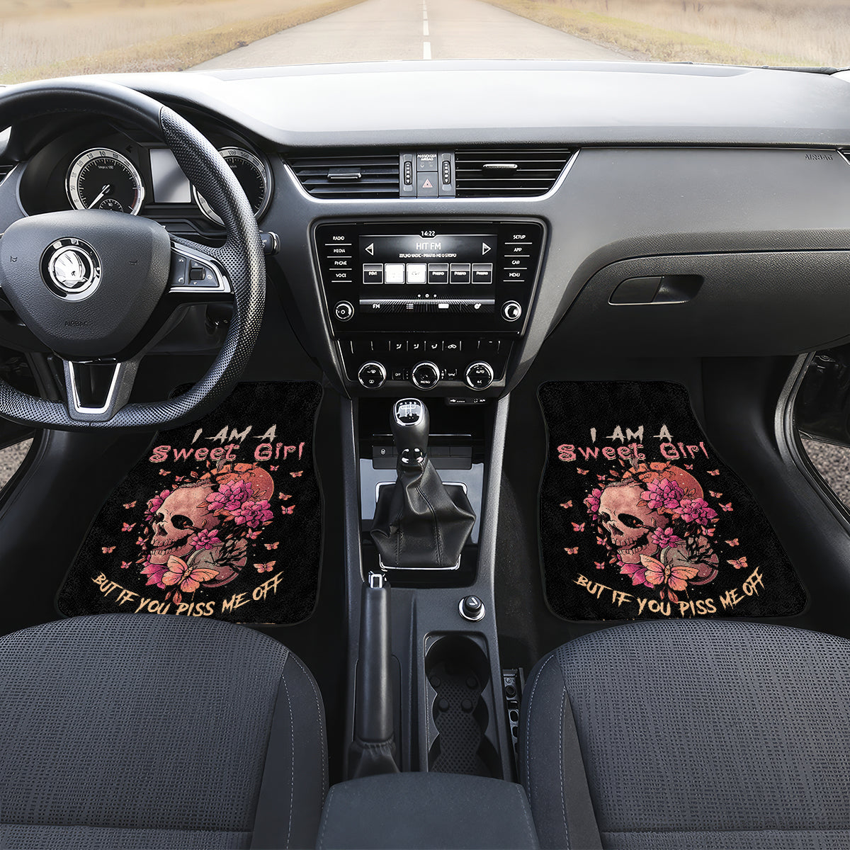 I Am A Sweet Girl Flower Skull Car Mats - Wonder Print Shop