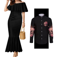 i-am-a-sweet-girl-flower-skull-couples-matching-mermaid-dress-and-long-sleeve-button-shirt