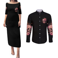 I Am A Sweet Girl Flower Skull Couples Matching Puletasi Dress and Long Sleeve Button Shirt - Wonder Print Shop
