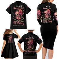 I Am A Sweet Girl Flower Skull Family Matching Long Sleeve Bodycon Dress and Hawaiian Shirt - Wonder Print Shop