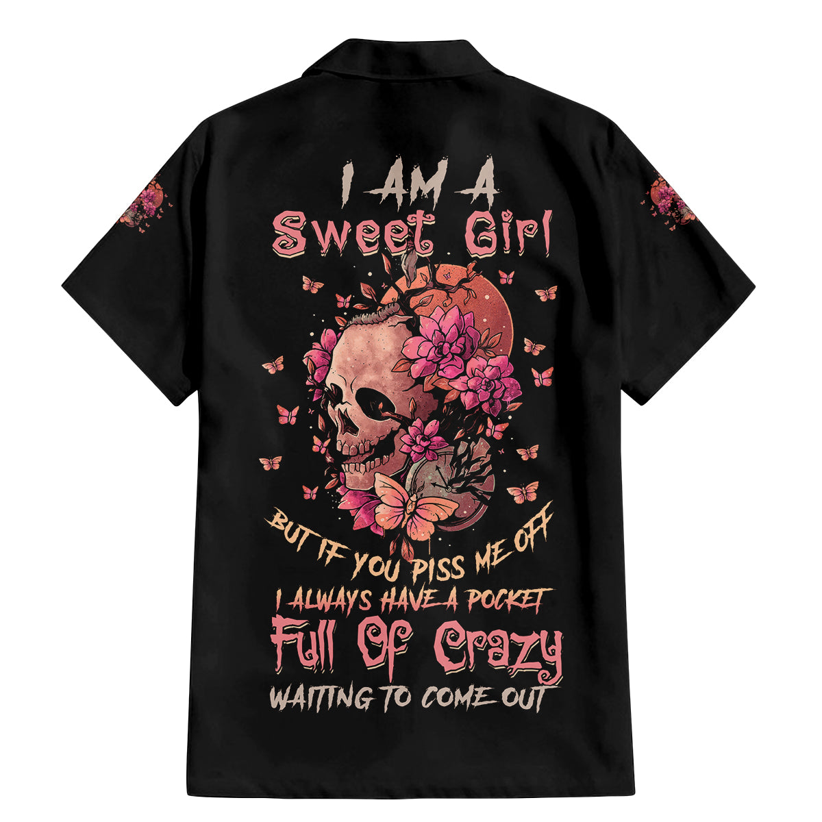 I Am A Sweet Girl Flower Skull Family Matching Mermaid Dress and Hawaiian Shirt - Wonder Print Shop