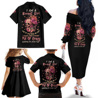 I Am A Sweet Girl Flower Skull Family Matching Off Shoulder Long Sleeve Dress and Hawaiian Shirt - Wonder Print Shop