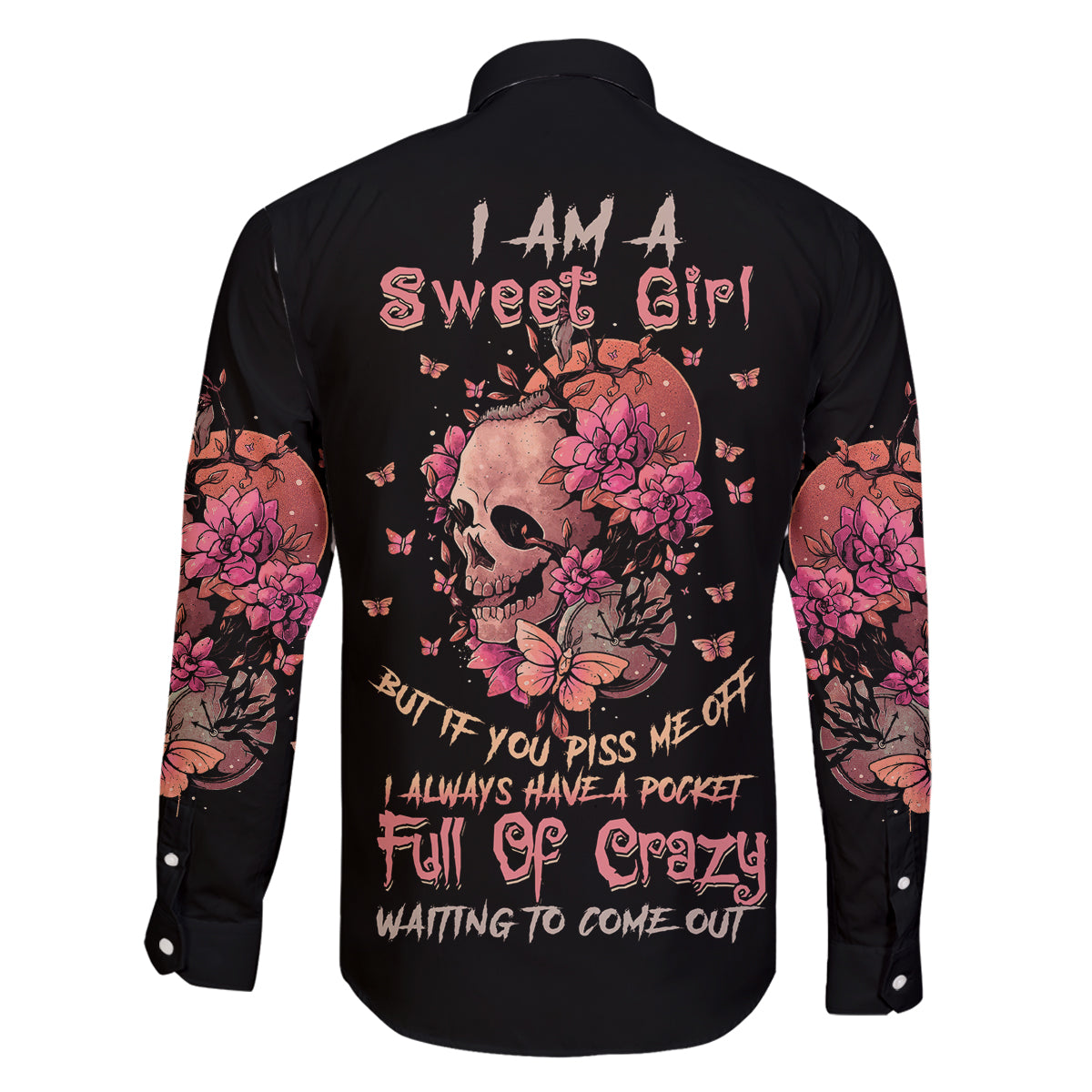 I Am A Sweet Girl Flower Skull Family Matching Puletasi Dress and Hawaiian Shirt - Wonder Print Shop