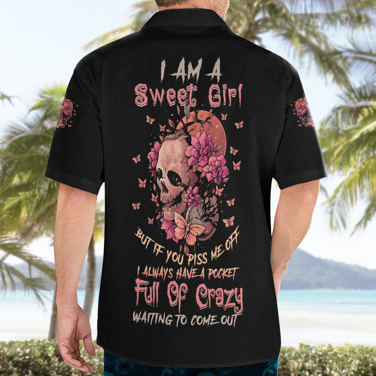 I Am A Sweet Girl Flower Skull Hawaiian Shirt - Wonder Print Shop