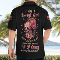 I Am A Sweet Girl Flower Skull Hawaiian Shirt - Wonder Print Shop