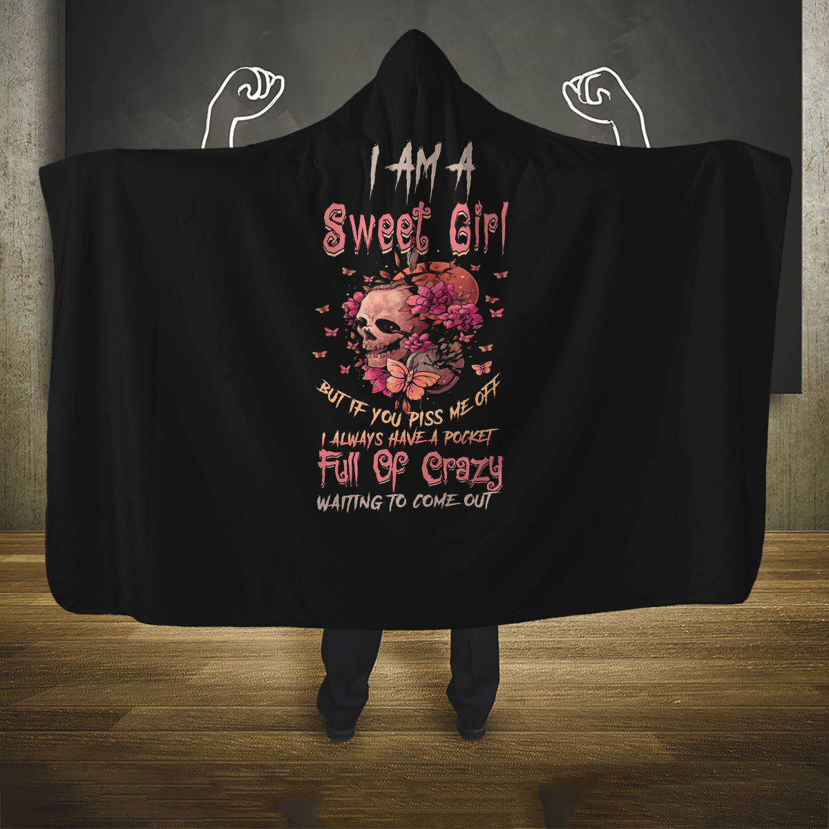 i-am-a-sweet-girl-flower-skull-hooded-blanket