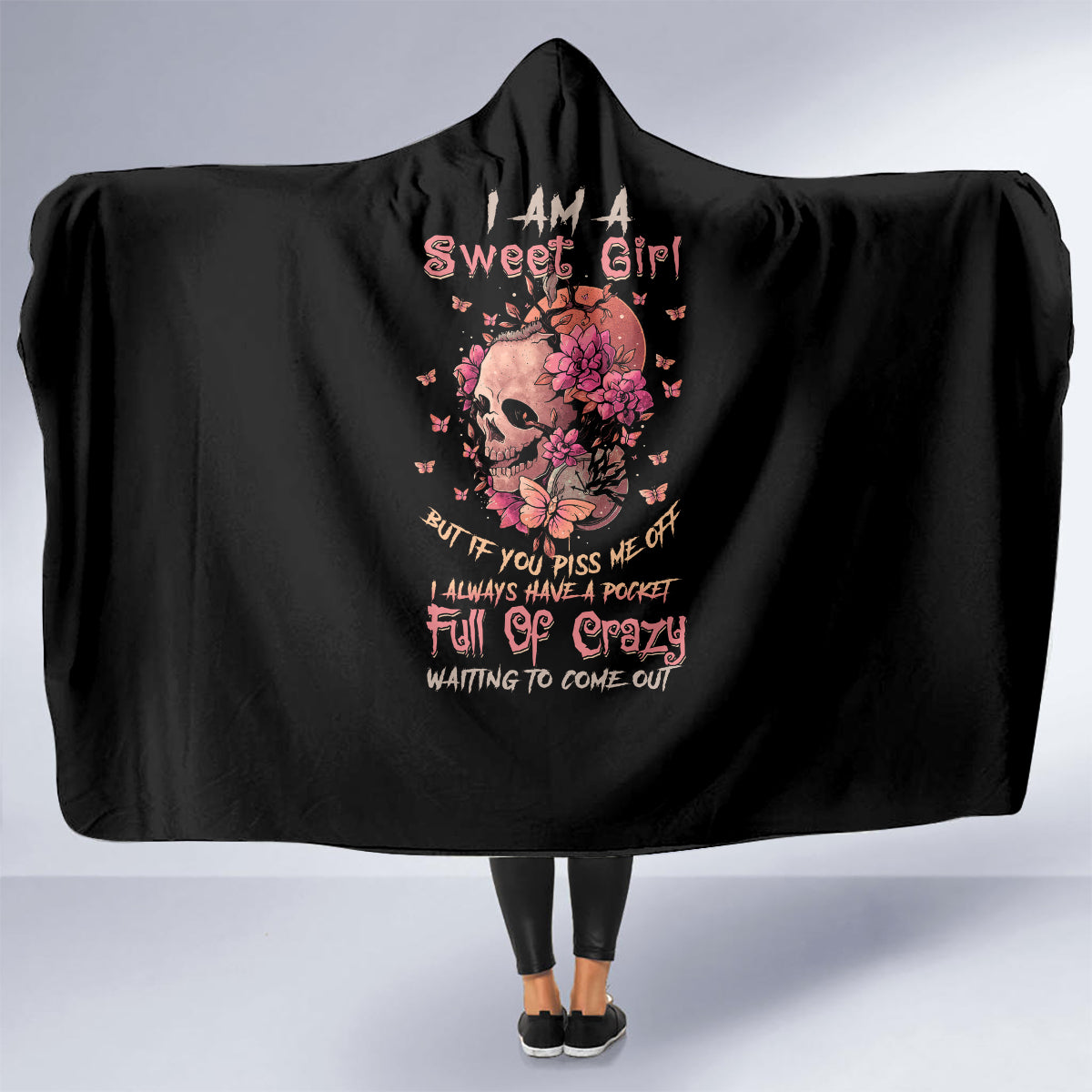 i-am-a-sweet-girl-flower-skull-hooded-blanket