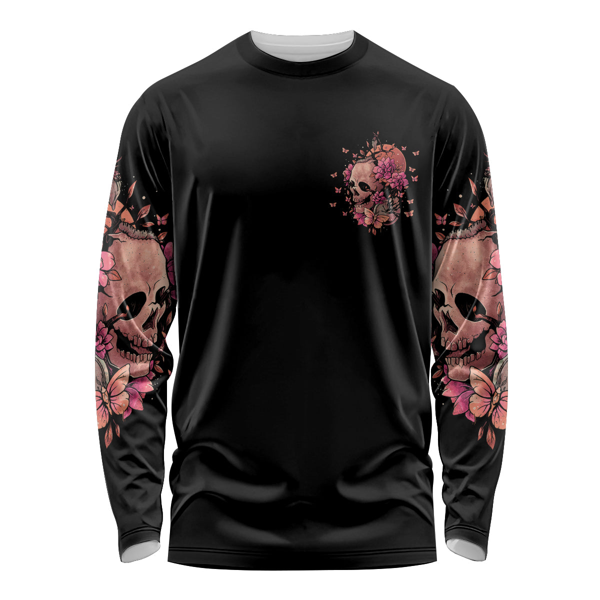I Am A Sweet Girl Flower Skull Long Sleeve Shirt - Wonder Print Shop