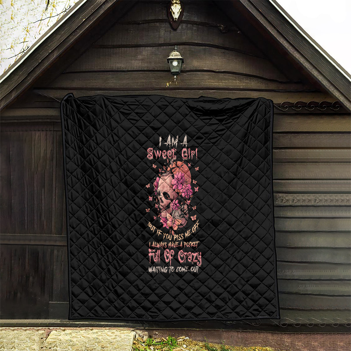I Am A Sweet Girl Flower Skull Quilt - Wonder Print Shop