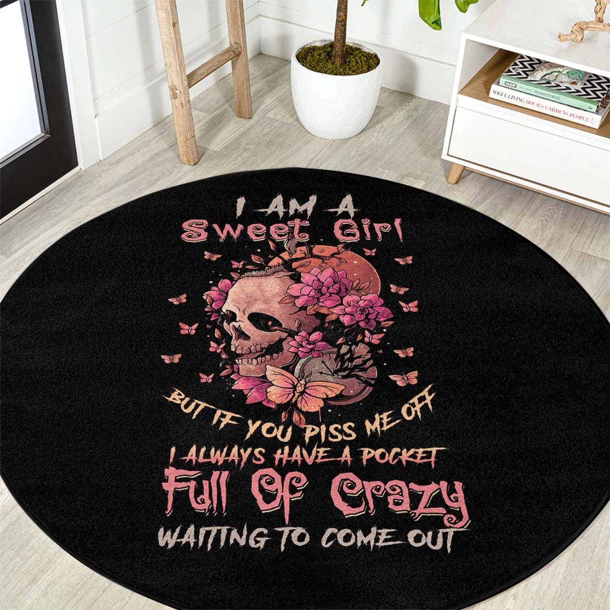 i-am-a-sweet-girl-flower-skull-round-carpet