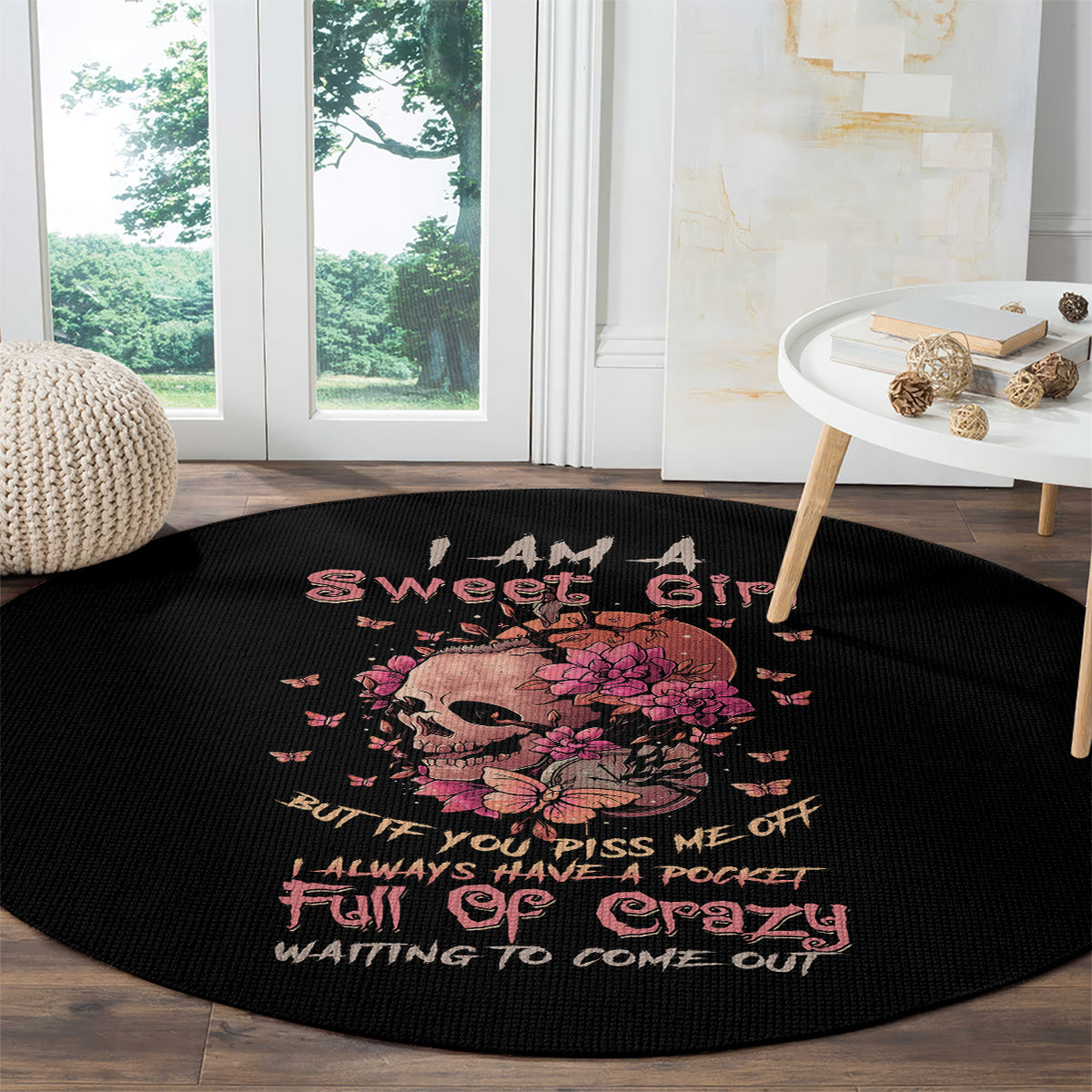 i-am-a-sweet-girl-flower-skull-round-carpet
