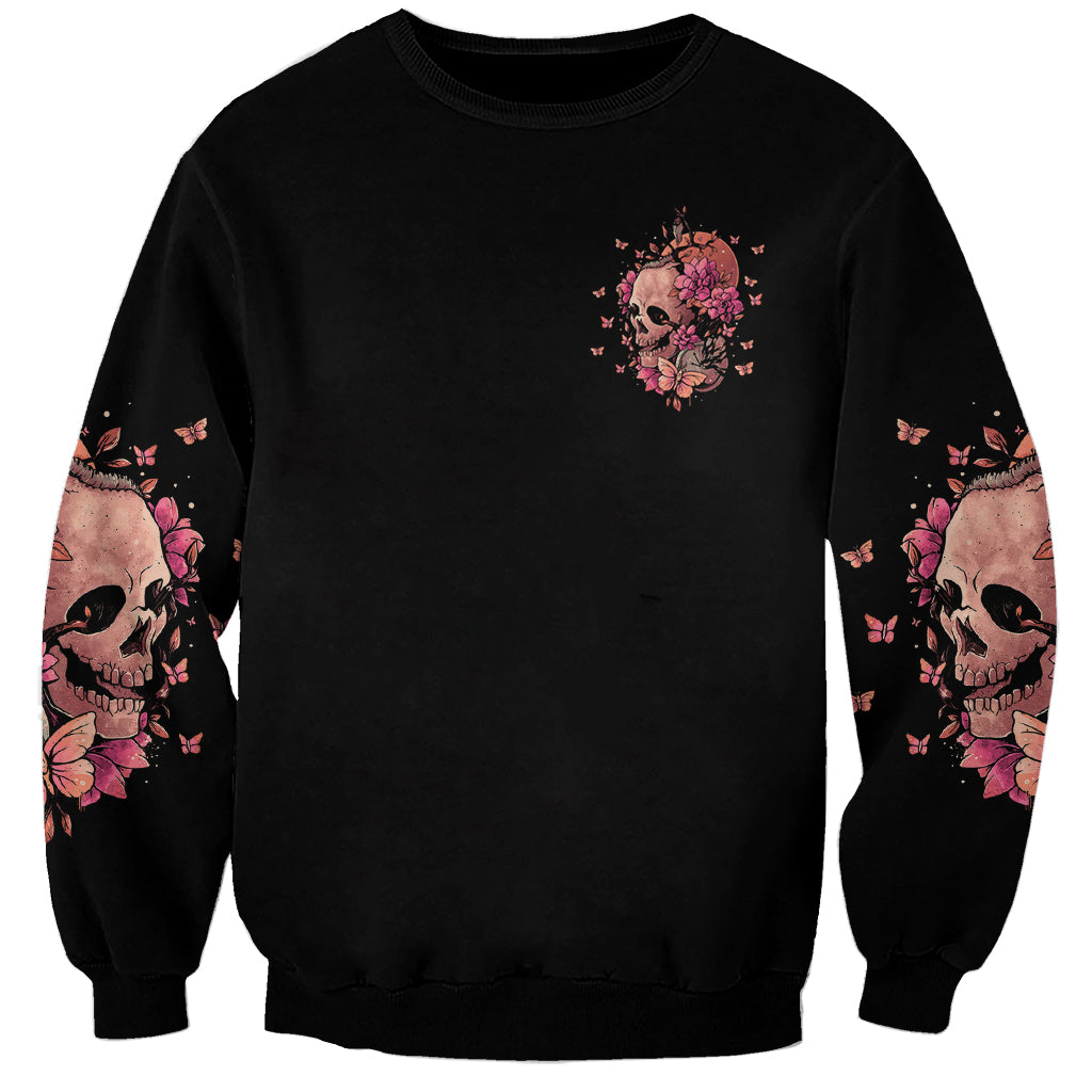 I Am A Sweet Girl Flower Skull Sweatshirt - Wonder Print Shop