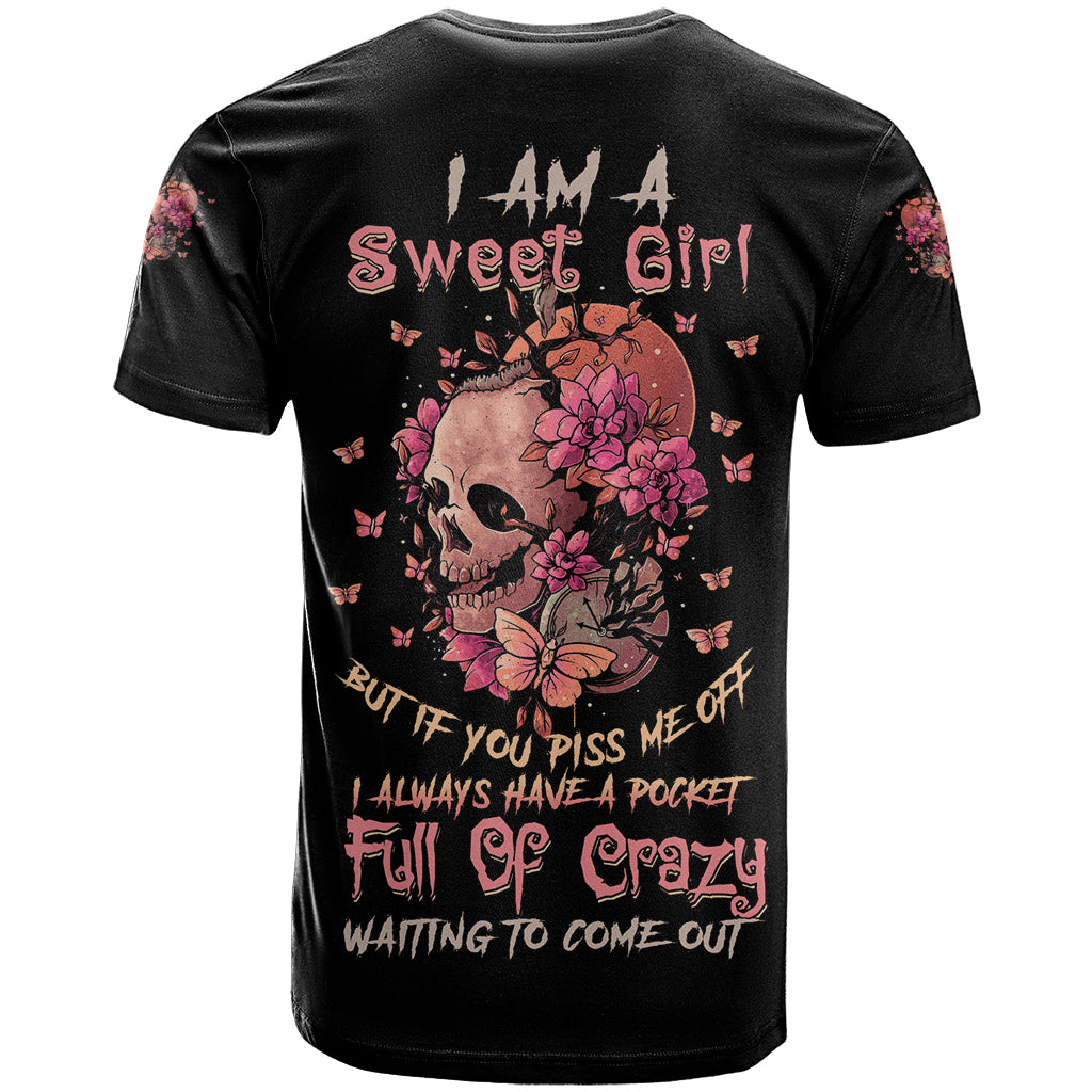 I Am A Sweet Girl Flower Skull T Shirt - Wonder Print Shop