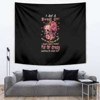 I Am A Sweet Girl Flower Skull Tapestry - Wonder Print Shop