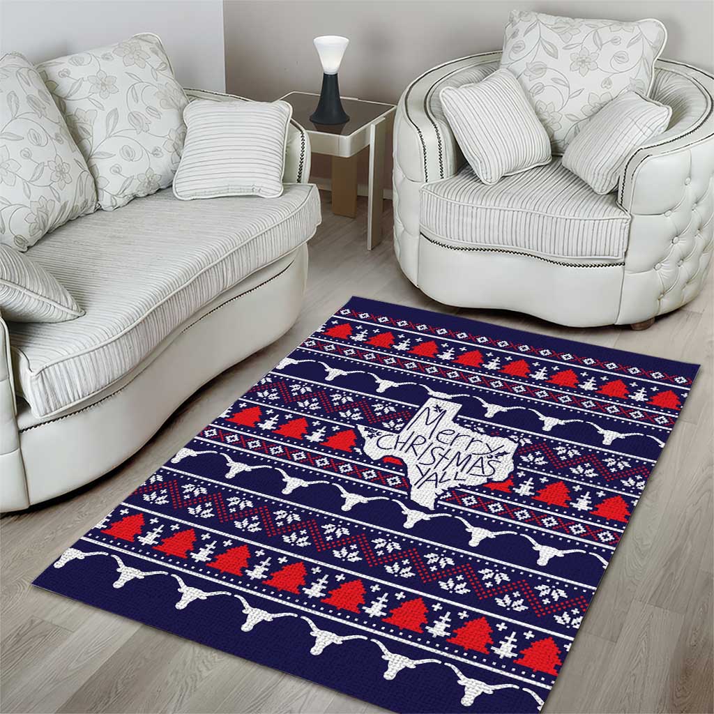 Merry Christmas Y'all Area Rug Xmas Holiday Patterns - Wonder Print Shop
