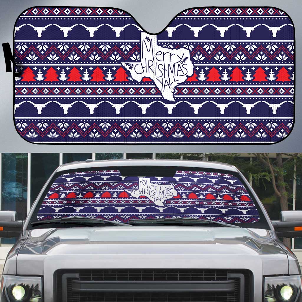 Merry Christmas Y'all Auto Sun Shade Xmas Holiday Patterns - Wonder Print Shop