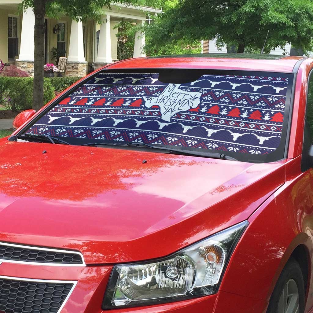 Merry Christmas Y'all Auto Sun Shade Xmas Holiday Patterns - Wonder Print Shop