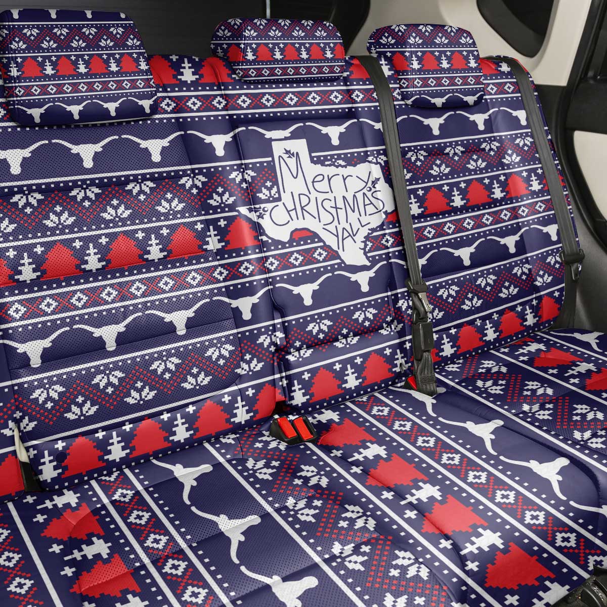 Merry Christmas Y'all Back Car Seat Cover Xmas Holiday Patterns - Wonder Print Shop