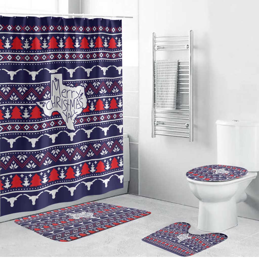 Merry Christmas Y'all Bathroom Set Xmas Holiday Patterns - Wonder Print Shop