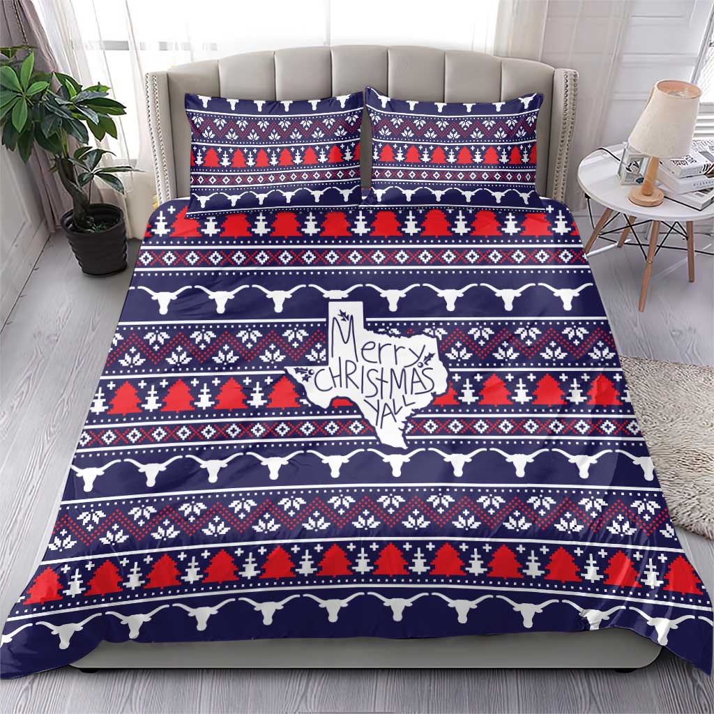 Merry Christmas Y'all Bedding Set Xmas Holiday Patterns - Wonder Print Shop