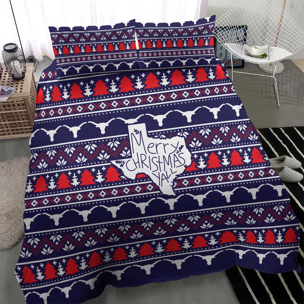 Merry Christmas Y'all Bedding Set Xmas Holiday Patterns - Wonder Print Shop