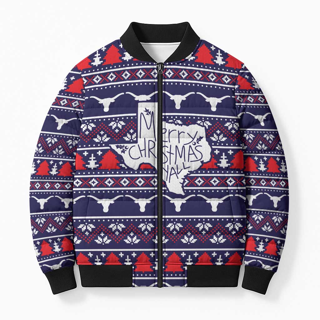 Merry Christmas Y'all Bomber Puffer Jacket Xmas Holiday Patterns - Wonder Print Shop