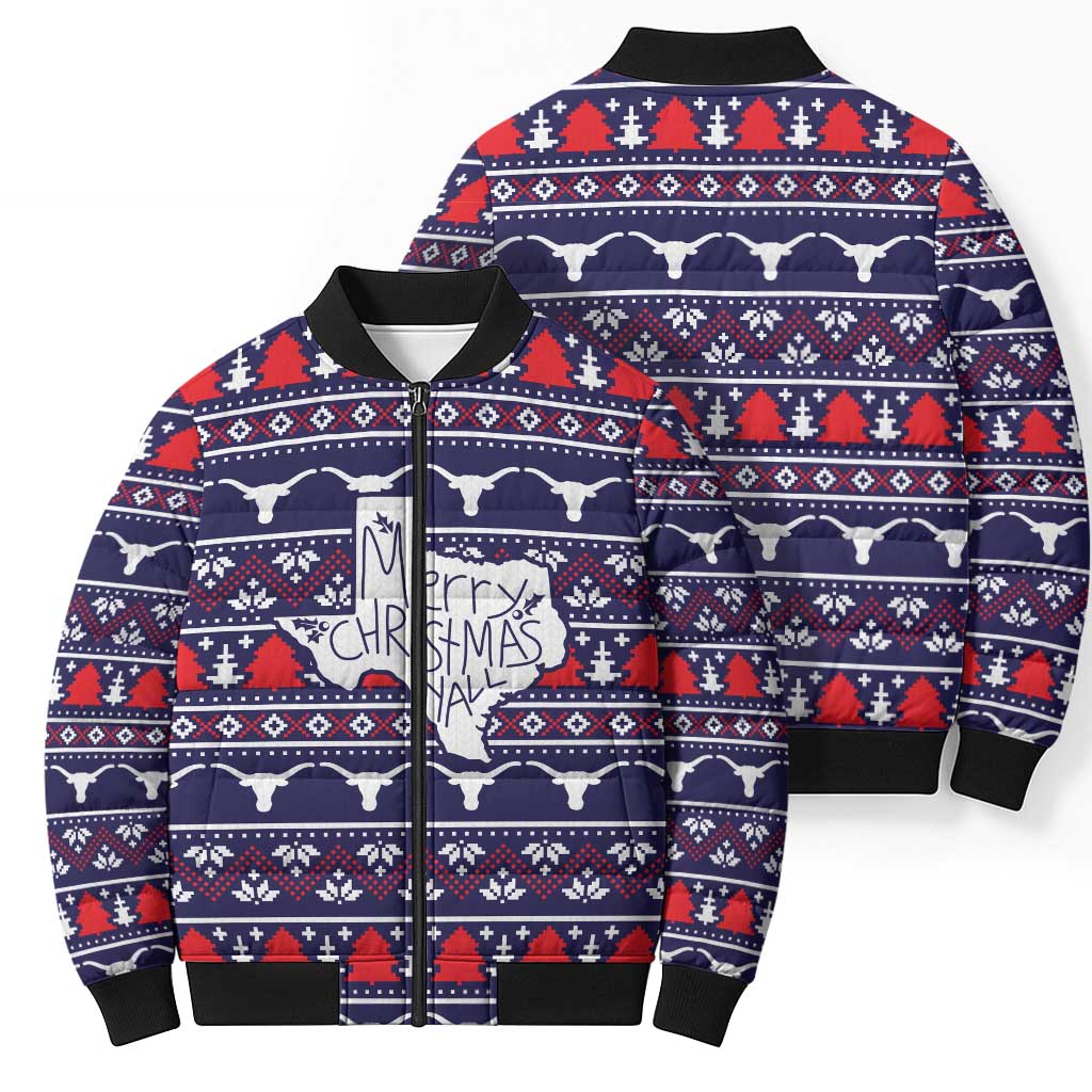 Merry Christmas Y'all Bomber Puffer Jacket Xmas Holiday Patterns - Wonder Print Shop