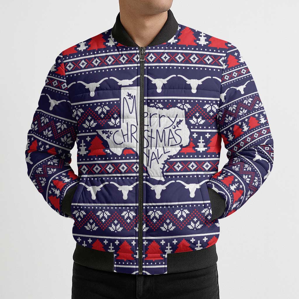 Merry Christmas Y'all Bomber Puffer Jacket Xmas Holiday Patterns - Wonder Print Shop