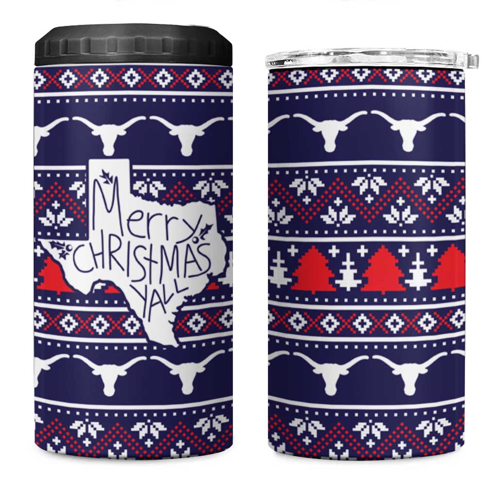 Merry Christmas Y'all 4 in 1 Can Cooler Tumbler Xmas Holiday Patterns - Wonder Print Shop