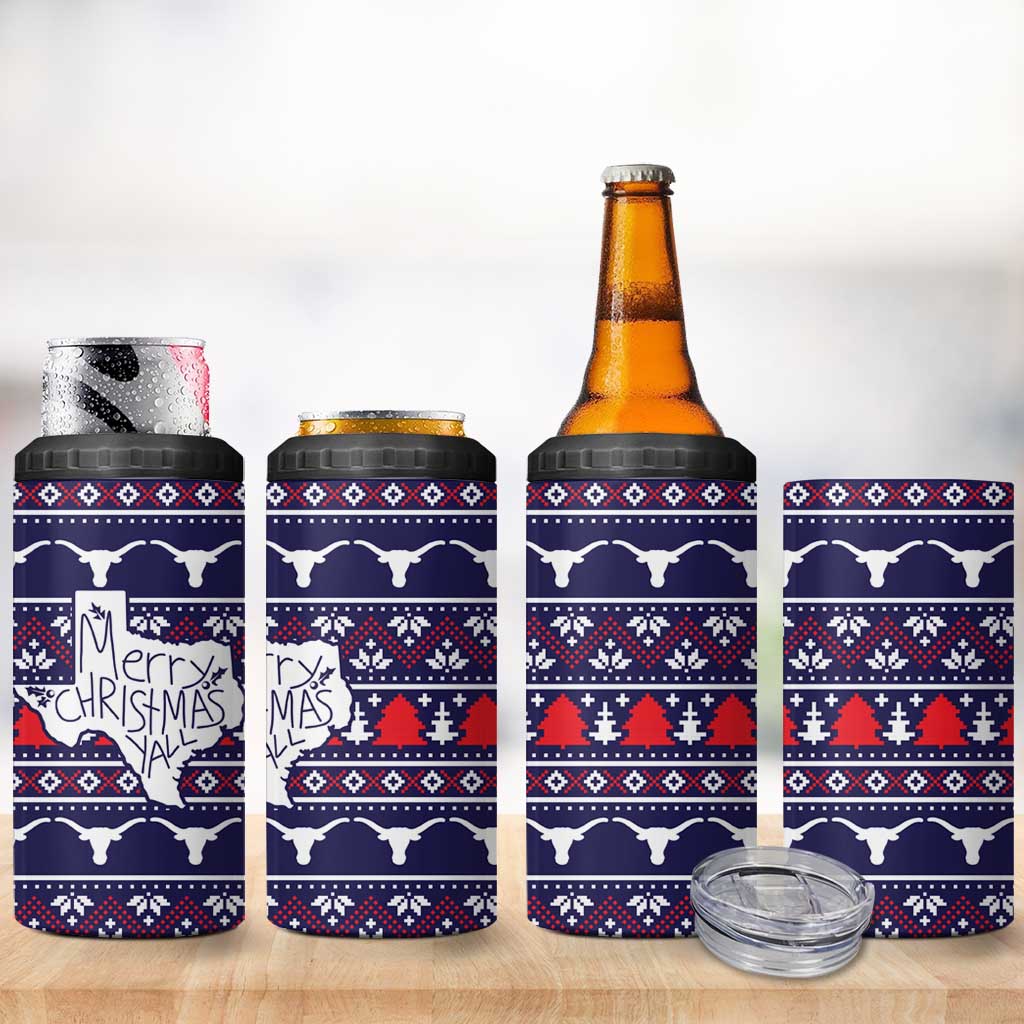 Merry Christmas Y'all 4 in 1 Can Cooler Tumbler Xmas Holiday Patterns - Wonder Print Shop