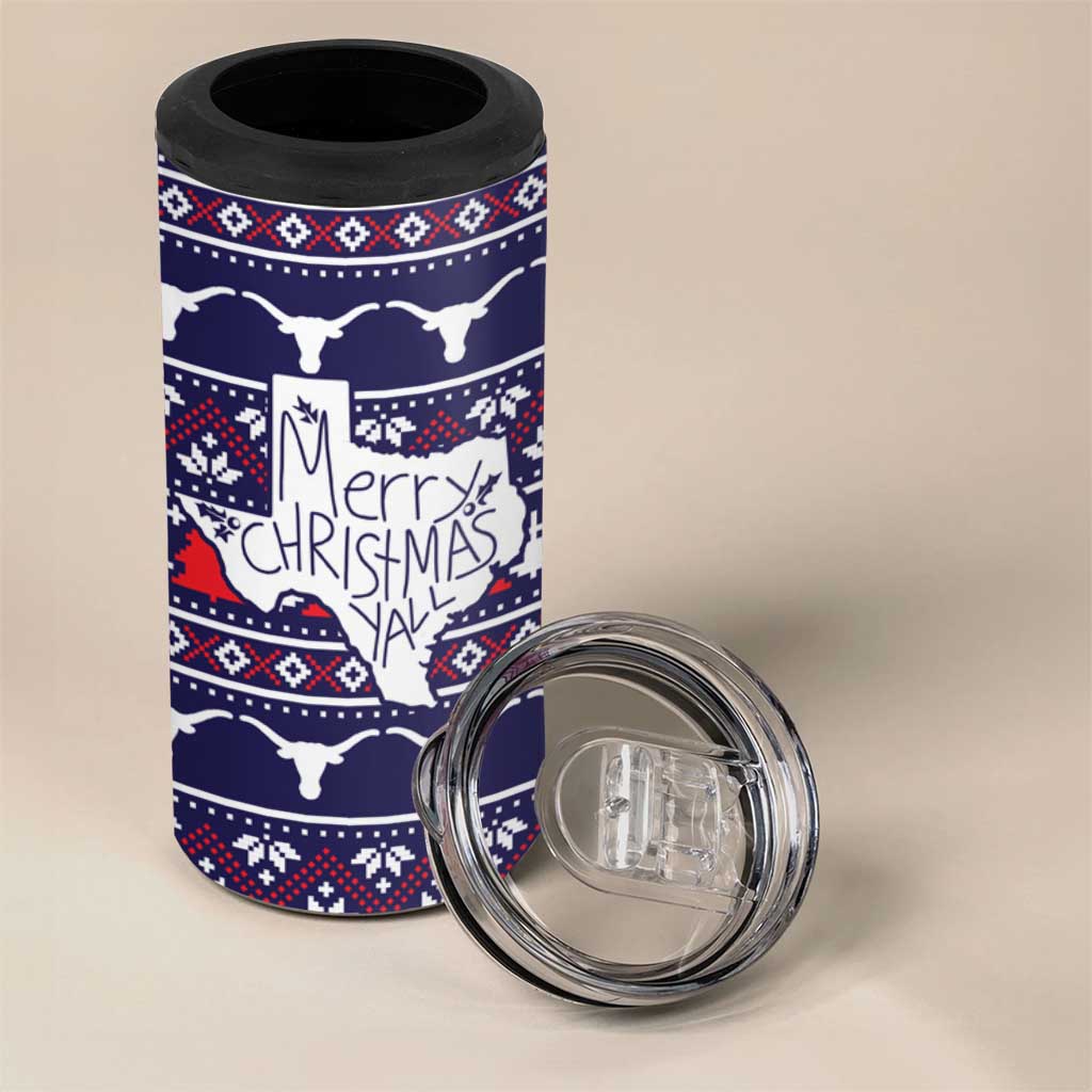 Merry Christmas Y'all 4 in 1 Can Cooler Tumbler Xmas Holiday Patterns - Wonder Print Shop