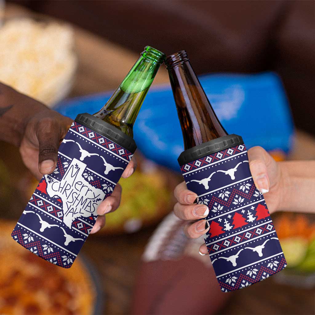 Merry Christmas Y'all 4 in 1 Can Cooler Tumbler Xmas Holiday Patterns - Wonder Print Shop
