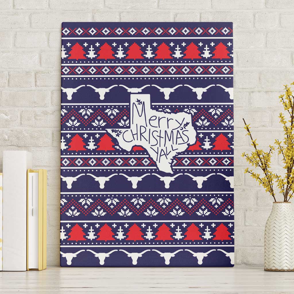 Merry Christmas Y'all Canvas Wall Art Xmas Holiday Patterns - Wonder Print Shop
