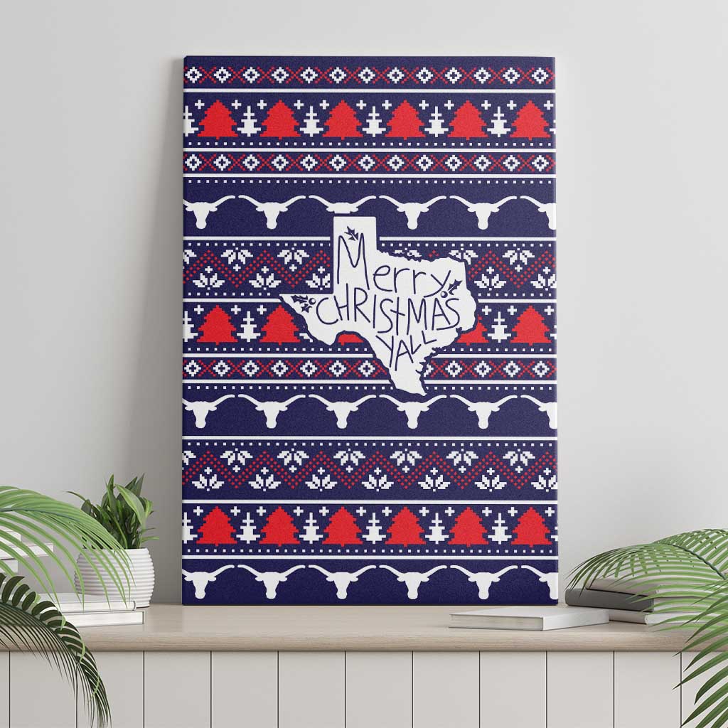 Merry Christmas Y'all Canvas Wall Art Xmas Holiday Patterns - Wonder Print Shop
