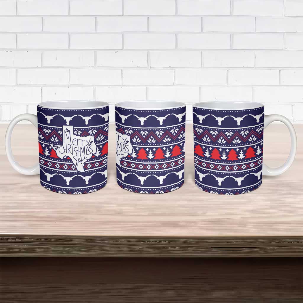Merry Christmas Y'all Ceramic Mug Xmas Holiday Patterns - Wonder Print Shop