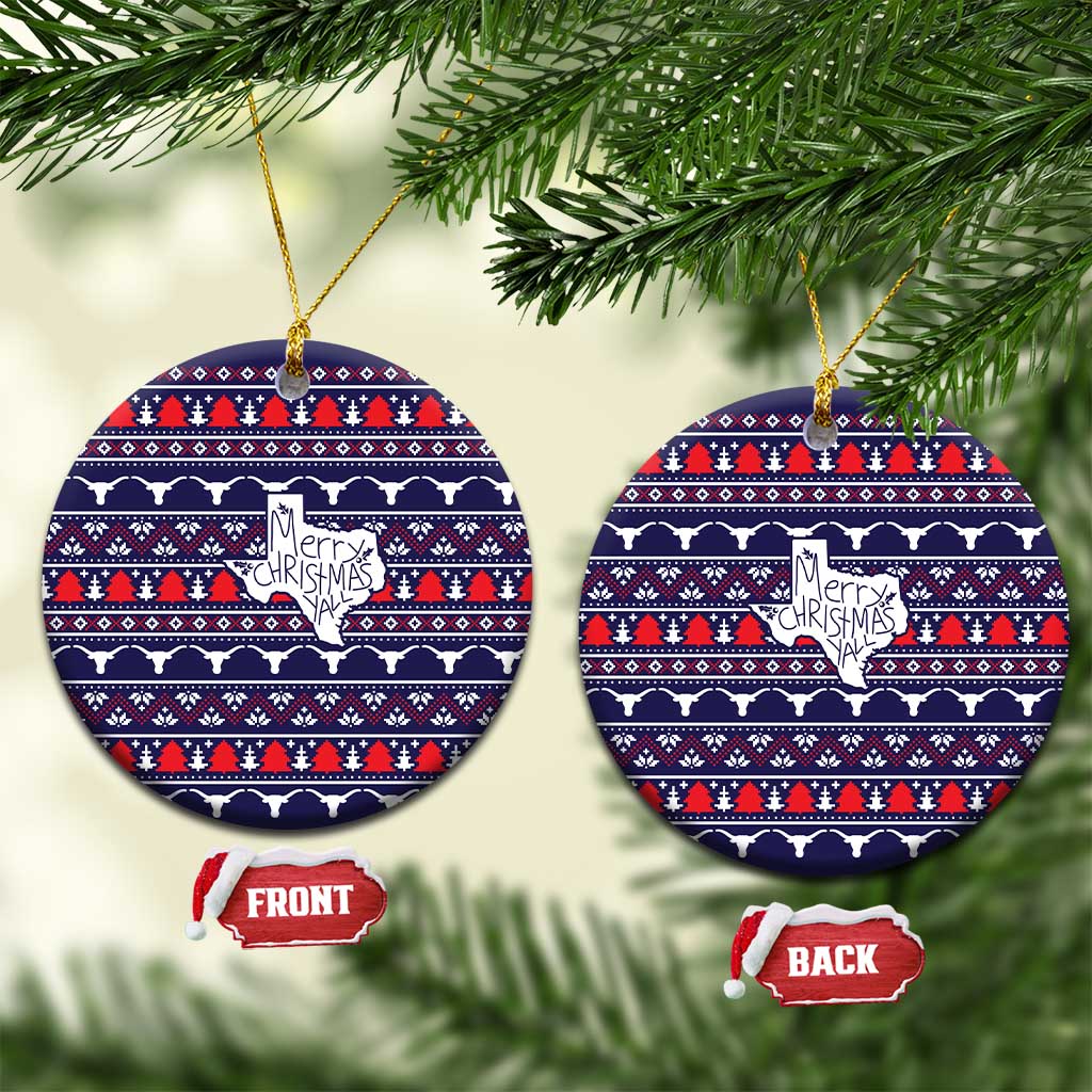 Merry Christmas Y'all Ceramic Ornament Xmas Holiday Patterns - Wonder Print Shop