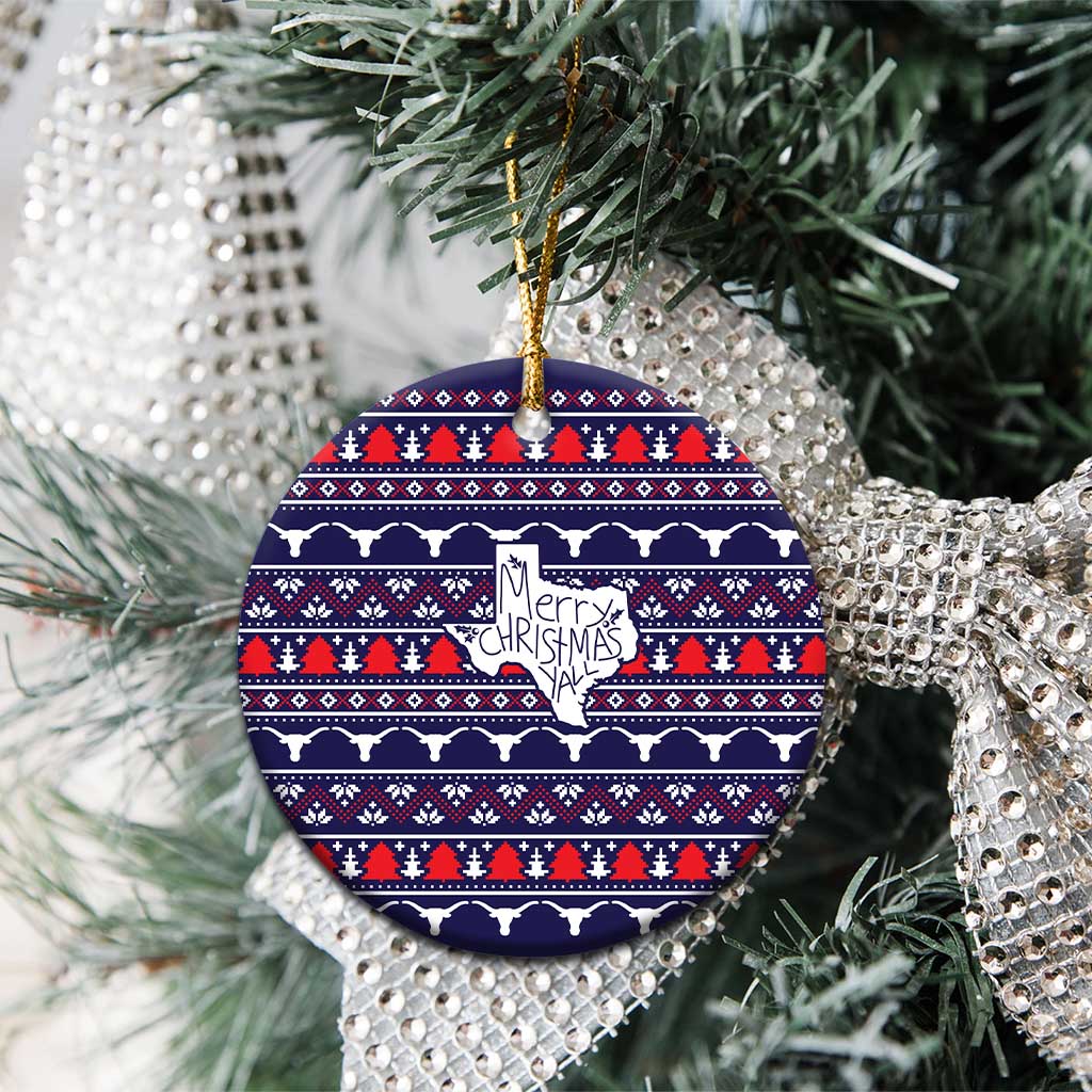 Merry Christmas Y'all Ceramic Ornament Xmas Holiday Patterns - Wonder Print Shop