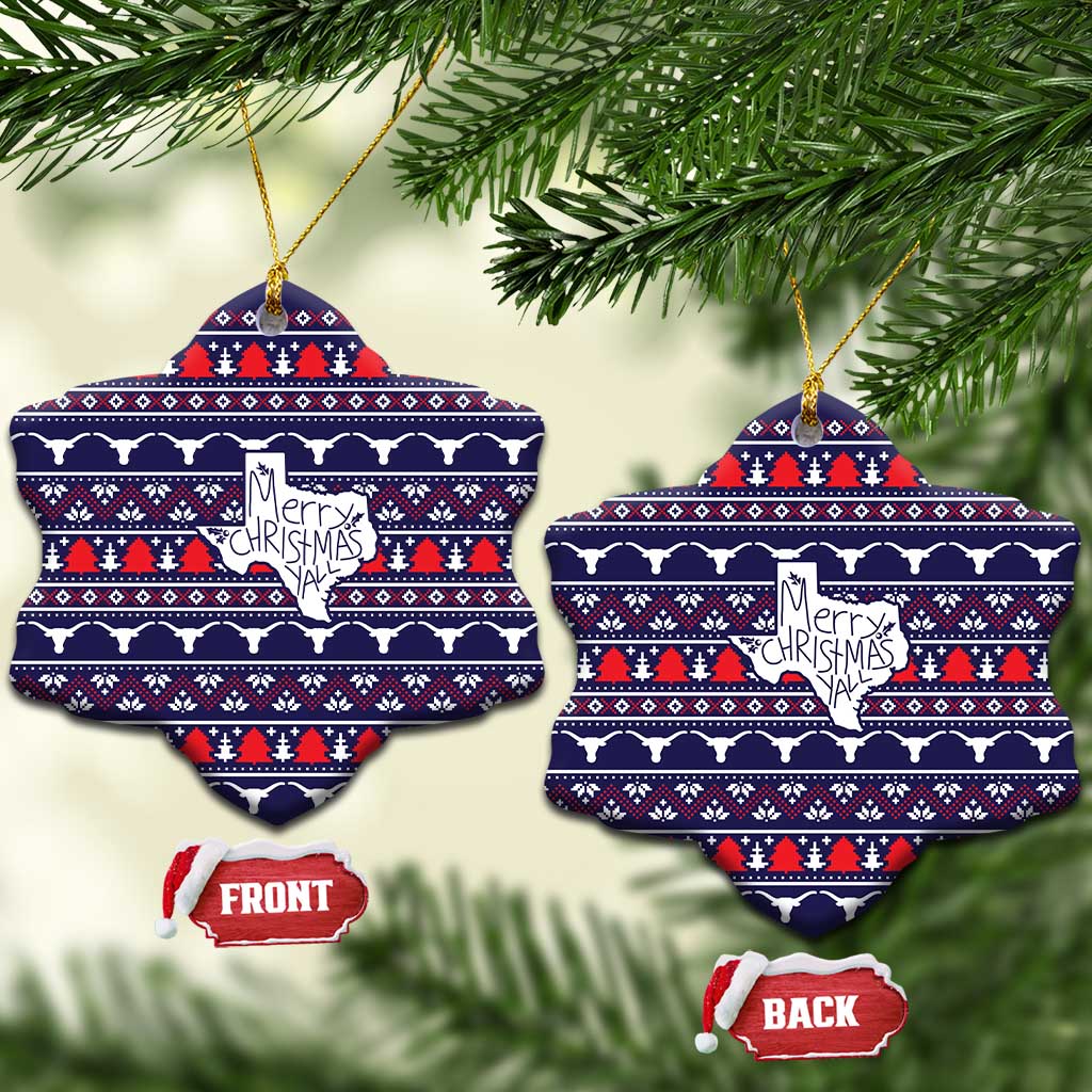 Merry Christmas Y'all Ceramic Ornament Xmas Holiday Patterns - Wonder Print Shop