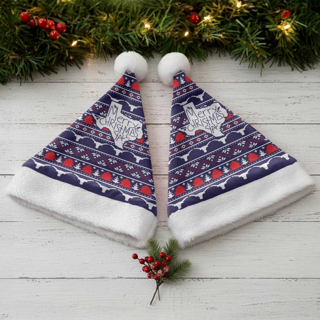 Merry Christmas Y'all Christmas Santa Hat Xmas Holiday Patterns - Wonder Print Shop
